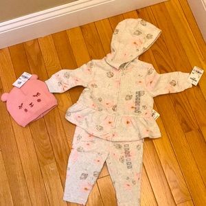 Baby B’gosh hat and osh kosh sweatsuit. Cute floral pattern. Brand new with tags